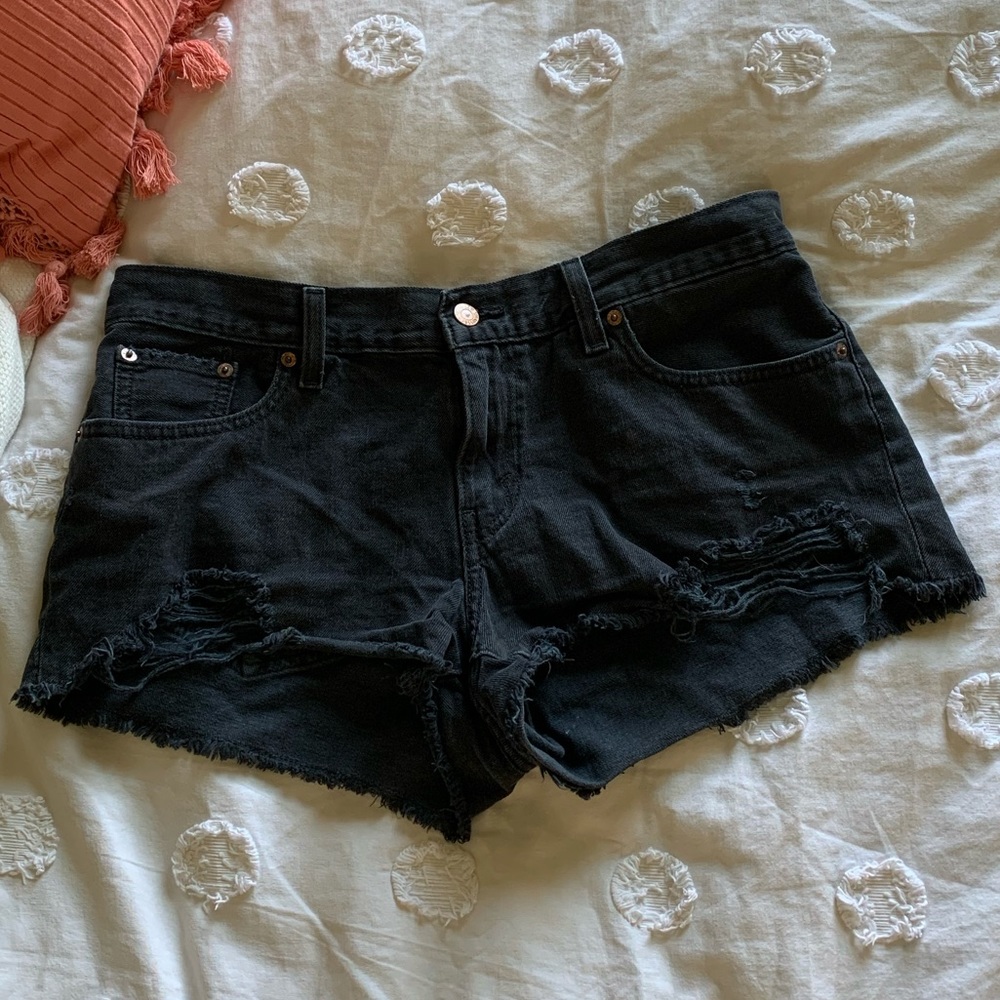 Levi black denim shorts